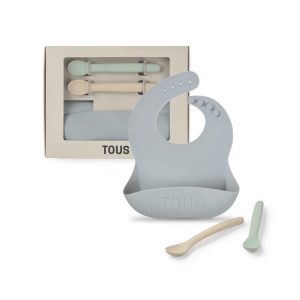 Set de babero y 2 cucharas Food Kit Azul Celeste Tous Baby